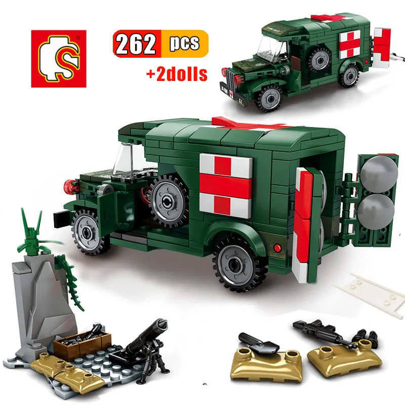 SEMBO 262pcs Military Ambulance Building Block Compatible WW2 vehicle Army truck US Soldier Bricks Educational toys for children
SEMBO 262pcs Military Ambulance Building Block Compatible WW2 vehicle Army truck US Soldier Bricks Educational toys for children