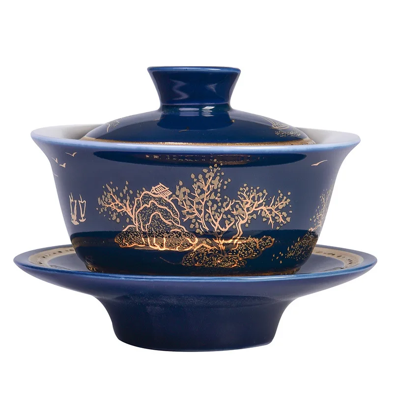 Silver Tea Set 999 Ji Blue Landscape Kung Fu Cover Bowl Silver Gilded Tea Cup Tea Set Blue And White Gold Inlaid Ceramic Medium
Silver Tea Set 999 Ji Blue Landscape Kung Fu Cover Bowl Silver Gilded Tea Cup Tea Set Blue And White Gold Inlaid Ceramic Medium