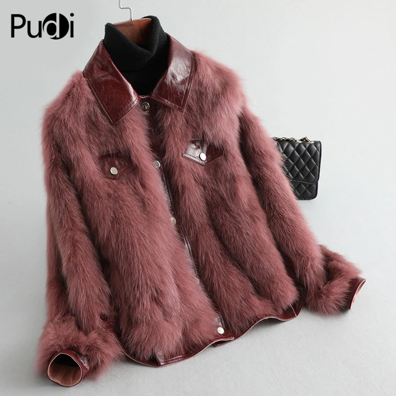 Pudi women winter real fox fur coat jacket lady warm natural fur coats jackets with genuine leather A59886 
Pudi women winter real fox fur coat jacket lady warm natural fur coats jackets with genuine leather A59886