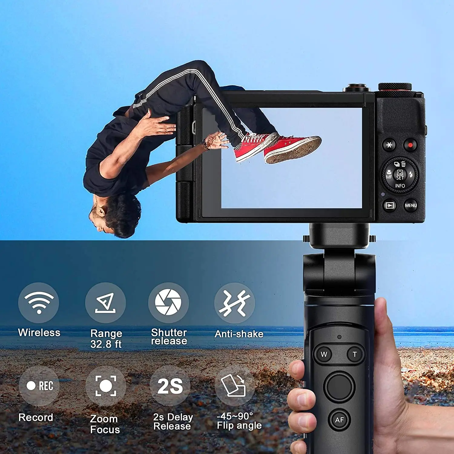 Generic Wireless Grip Tripod Remote Control For Canon EOS R7 R5 77D