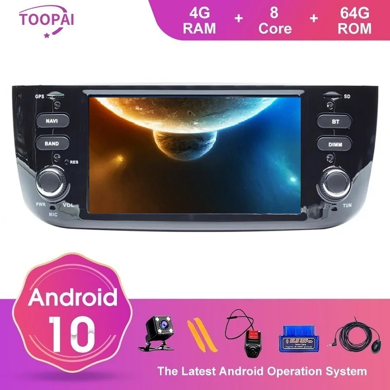 TOOPAI Android 10 авто радио для Fiat Punto Linea Evo 2008 2013 2014 2019 GPS Navi автомобильный