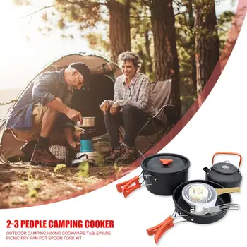 Hot Sale Outdoor Pot Classic Delicate Texture Outdoor Camping Hiking Cookware Picnic Fry Pan Kettle Teapot Foldable Fork Kit
Hot Sale Outdoor Pot Classic Delicate Texture Outdoor Camping Hiking Cookware Picnic Fry Pan Kettle Teapot Foldable Fork Kit