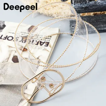 Deepeel 1pc 4.5*100cm Women Gold Silver Edge Belt Plastic Transparent Decorative Classic Pin Buckle Adjustable Girdle for Jeans
Deepeel 1pc 4.5*100cm Women Gold Silver Edge Belt Plastic Transparent Decorative Classic Pin Buckle Adjustable Girdle for Jeans