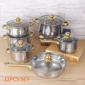Cookware set stainless steel 12pcs/set soup pot milk pot fring pan cooking pot set Casserole wok stew pot kitchen Thickened bot
Cookware set stainless steel 12pcs/set soup pot milk pot fring pan cooking pot set Casserole wok stew pot kitchen Thickened bot