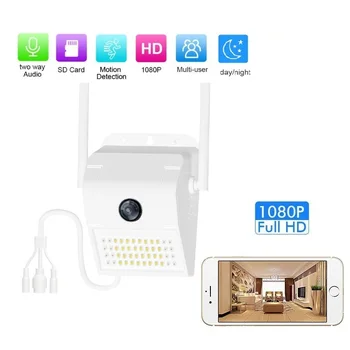 

1080P Outdoor WiFi IP Camera Draadloze 48 LED Licht IR Audio Video IP66 Waterdichte Huis Tuin Cctv Binnenplaats monitoring