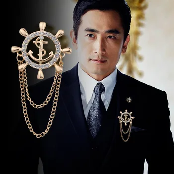 Fashion Navy Anchor Brooch With Zircon Rudder Corsage High-end Men's Suit Accessories
Fashion Navy Anchor Brooch With Zircon Rudder Corsage High-end Men's Suit Accessories