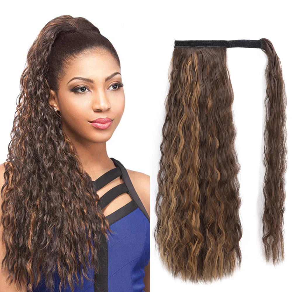 Modern Queen Corn Wavy Ponytail Extension Long Wave for Women Synthetic Wrap Around Magic Paste Curly Ponytail Clip in Hairpiece
Modern Queen Corn Wavy Ponytail Extension Long Wave for Women Synthetic Wrap Around Magic Paste Curly Ponytail Clip in Hairpiece
