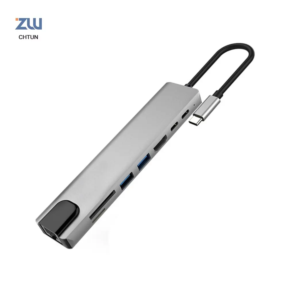 Expansion dock Plug and play Aluminum alloy Fast heat dissipation Eight-in-one Type C to HDMI RJ45 USB3.0 TF PD hub
Expansion dock Plug and play Aluminum alloy Fast heat dissipation Eight-in-one Type C to HDMI RJ45 USB3.0 TF PD hub