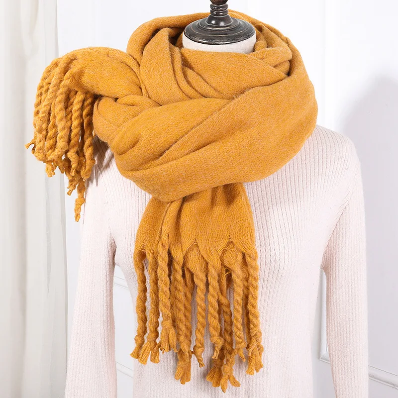 2020 new autumn and winter cold insulation season imitation cashmere pure color handmade tassel warmth thick scarf women
2020 new autumn and winter cold insulation season imitation cashmere pure color handmade tassel warmth thick scarf women