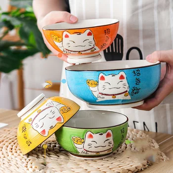 

Meal Bowl Home Instant Noodle Bowl Ceramic Dish Tableware Set Cute Student Children Tableware Microwave Oven Dedicated Bowl