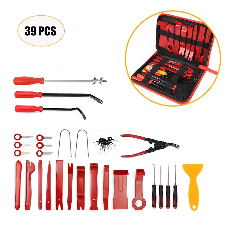39PCS Car Trim Removal Tool Upholstery Repair Kit Car Panel Tool Radio Removal Tool Kit for Dash Center Console Installation
39PCS Car Trim Removal Tool Upholstery Repair Kit Car Panel Tool Radio Removal Tool Kit for Dash Center Console Installation