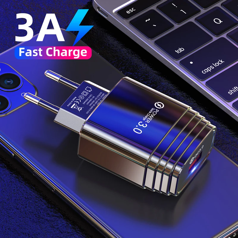 3A Quick Charge 3.0 QC 18W Universal Charger EU US USB Fast Wall Charger For iPhone 11 Samsung Xiaomi Xiomi Mobile Phone Charger
3A Quick Charge 3.0 QC 18W Universal Charger EU US USB Fast Wall Charger For iPhone 11 Samsung Xiaomi Xiomi Mobile Phone Charger