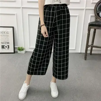 Casual Pants Women New Striped Style Black Loose High Waist Crop Chiffon Wide-leg Pants Plus Size Autumn Pant 
Casual Pants Women New Striped Style Black Loose High Waist Crop Chiffon Wide-leg Pants Plus Size Autumn Pant