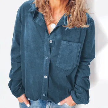 Autumn Corduroy Women's Blouse Long Sleeve Turn Down Collar Loose Shirts Women 2020 Solid Casual Pocket Button For Female Tops
Autumn Corduroy Women's Blouse Long Sleeve Turn Down Collar Loose Shirts Women 2020 Solid Casual Pocket Button For Female Tops