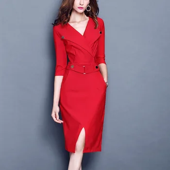 SD282Q-Autumn 2019 new high-end women's Korean fashion medium long V-neck slit slim dress
SD282Q-Autumn 2019 new high-end women's Korean fashion medium long V-neck slit slim dress