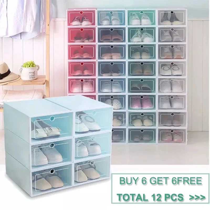 6 /12 pcs Thick Transparent Storage Box Shoe Box Storage Shoe Box Dustproof Shoes Organizer Box Clamshell Type Storage Organizer
6 /12 pcs Thick Transparent Storage Box Shoe Box Storage Shoe Box Dustproof Shoes Organizer Box Clamshell Type Storage Organizer