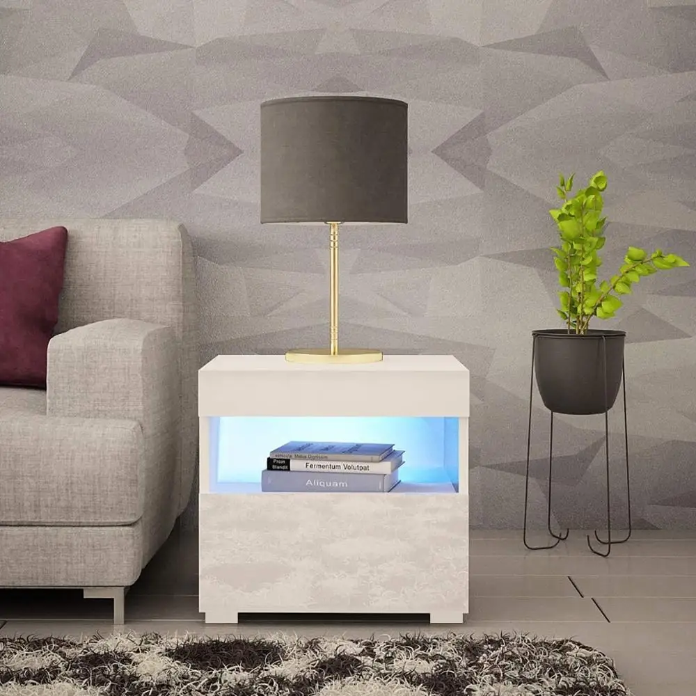 Small Night Table Storage Cabinet Organizer High Gloss Coffee Table Magazine Drawer with LED Strip Bedroom Living Room Furniture
Small Night Table Storage Cabinet Organizer High Gloss Coffee Table Magazine Drawer with LED Strip Bedroom Living Room Furniture