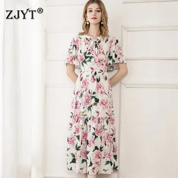 2020 New Fashion Summer Runway Dress Women High Quality Short Sleeve Bow Collar Flower Print Midi Holiday Party Dresses Vestidos
2020 New Fashion Summer Runway Dress Women High Quality Short Sleeve Bow Collar Flower Print Midi Holiday Party Dresses Vestidos