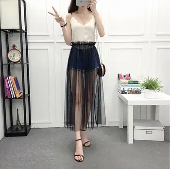 BLACK PLEATED mesh skirt 2018 new summer perspective with transparent medium length single layer one layer gauze skirt
BLACK PLEATED mesh skirt 2018 new summer perspective with transparent medium length single layer one layer gauze skirt