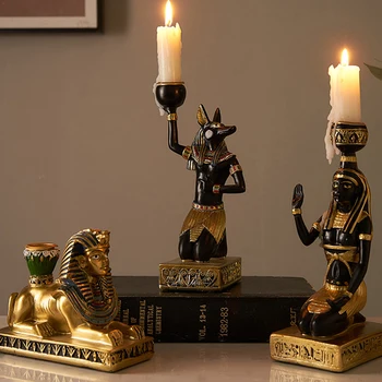 Desktop Decor Creative Ancient Egypt Candlestick Living Room Table Crafts Candle Holder Home Decoration Accessories Ornaments 
Desktop Decor Creative Ancient Egypt Candlestick Living Room Table Crafts Candle Holder Home Decoration Accessories Ornaments
