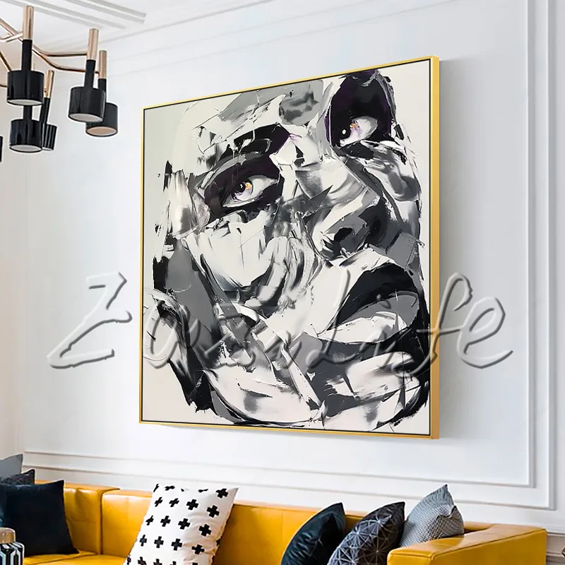 Portrait Face Grey White Sketch Palette knife Oil painting christmas figure canva Hand painted Francoise Nielly wall Art picture
Portrait Face Grey White Sketch Palette knife Oil painting christmas figure canva Hand painted Francoise Nielly wall Art picture