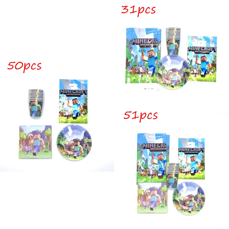 51PCS Minecraft Theme Cartoon Pattern Birthday Party Disposable Tableware Cup Plate Napkin Gift Bag Tablecloth Party Supplies
51PCS Minecraft Theme Cartoon Pattern Birthday Party Disposable Tableware Cup Plate Napkin Gift Bag Tablecloth Party Supplies