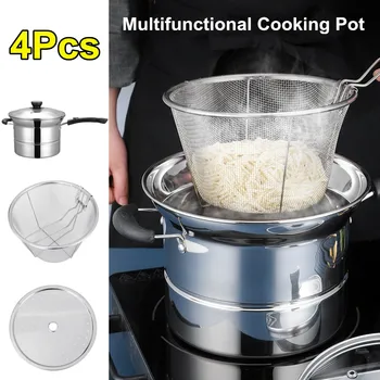 4Pcs Stainless Steel Cooking Soup Pot Multifunction Stockpot Cookware Kitchen Milk Hot Pot With Glass Lid Mesh Basket Steamer
4Pcs Stainless Steel Cooking Soup Pot Multifunction Stockpot Cookware Kitchen Milk Hot Pot With Glass Lid Mesh Basket Steamer