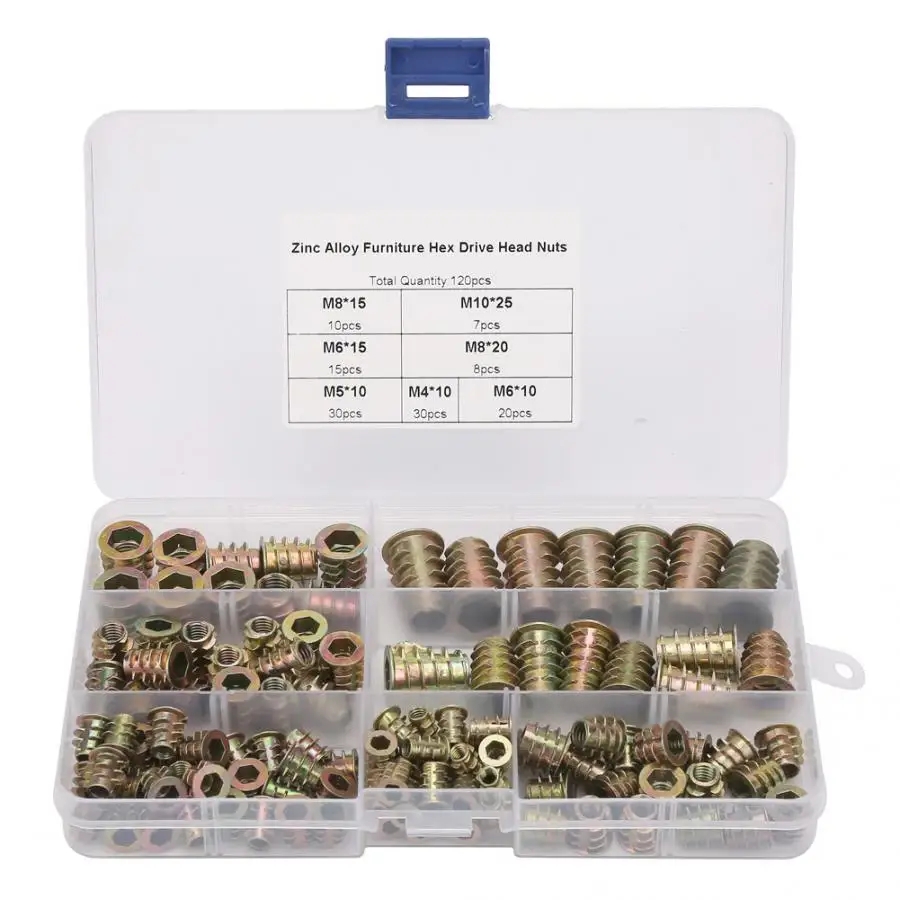 Stainless Steel Square Nuts 120pcs M4/M5/M6/M8/M10 Zinc Inside & Outside Teeth Screw Insert Hex Nuts Assortment Kit
Stainless Steel Square Nuts 120pcs M4/M5/M6/M8/M10 Zinc Inside & Outside Teeth Screw Insert Hex Nuts Assortment Kit