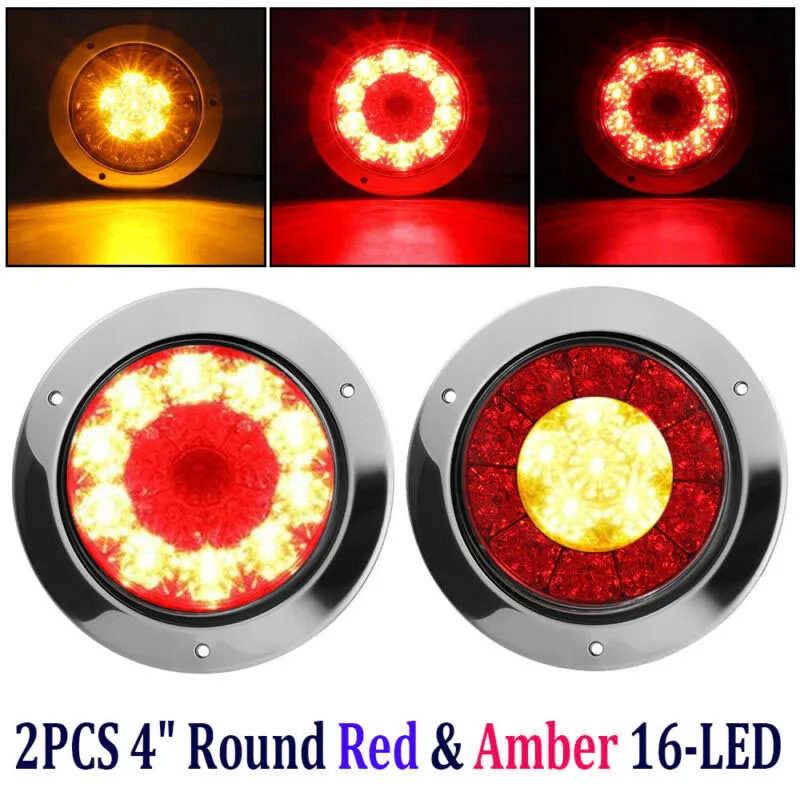 1 Pair 4" Round 16 LEDs Truck Trailer Brake Stop Turn Signal Tail Light Lamp 24V Red + Yellow Rear Light
1 Pair 4" Round 16 LEDs Truck Trailer Brake Stop Turn Signal Tail Light Lamp 24V Red + Yellow Rear Light