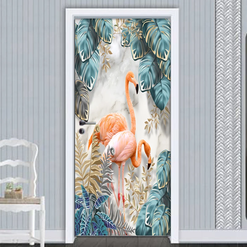 PVC Waterproof Self-adhesive 3D Door Sticker Tropical Leaf Flamingo Decal Mural Living Room Door Decor Art Wall Sticker Poster
PVC Waterproof Self-adhesive 3D Door Sticker Tropical Leaf Flamingo Decal Mural Living Room Door Decor Art Wall Sticker Poster