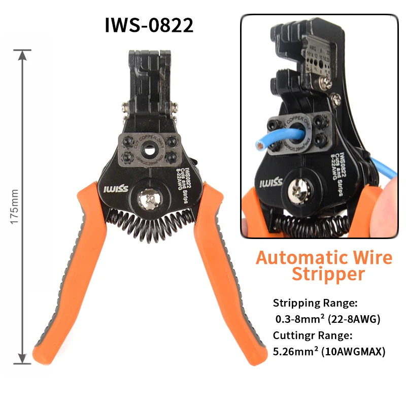 IWS-0822/HS-700B Automatic Stripping Pliers wire stripper Multi-function electrician wire Cable Cutter multifunctional Tool
IWS-0822/HS-700B Automatic Stripping Pliers wire stripper Multi-function electrician wire Cable Cutter multifunctional Tool