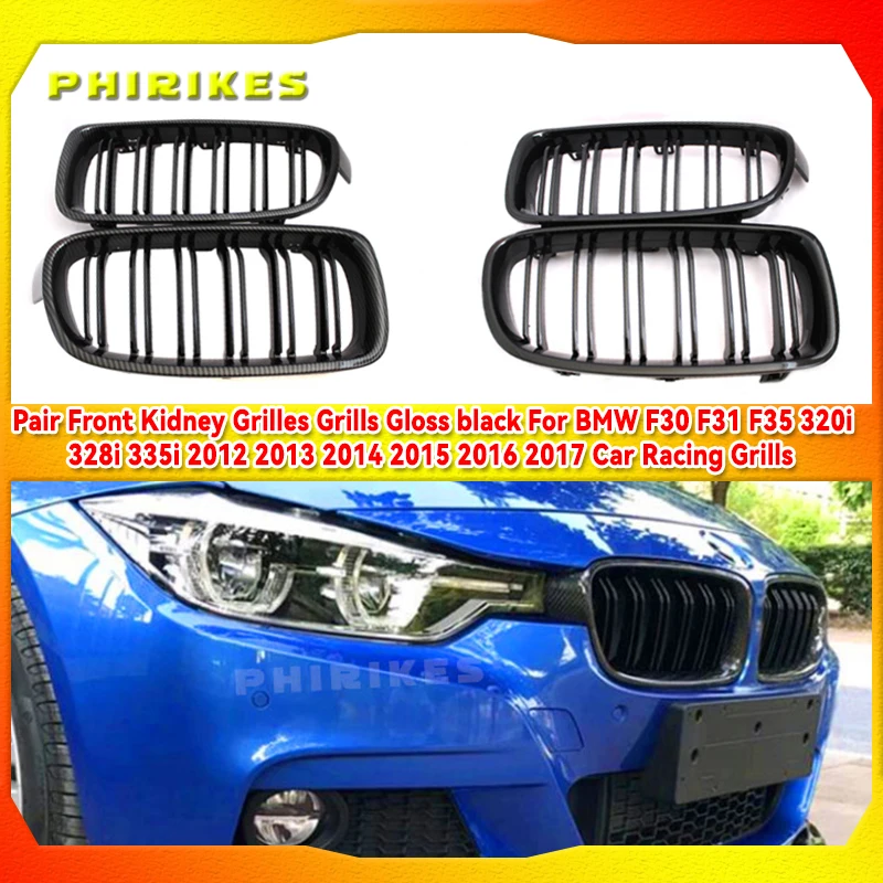 

Pair Front Kidney Grilles Grills Gloss black For BMW F30 F31 F35 320i 328i 335i 2012 2013 2014 2015 2016 2017 Car Racing Grills