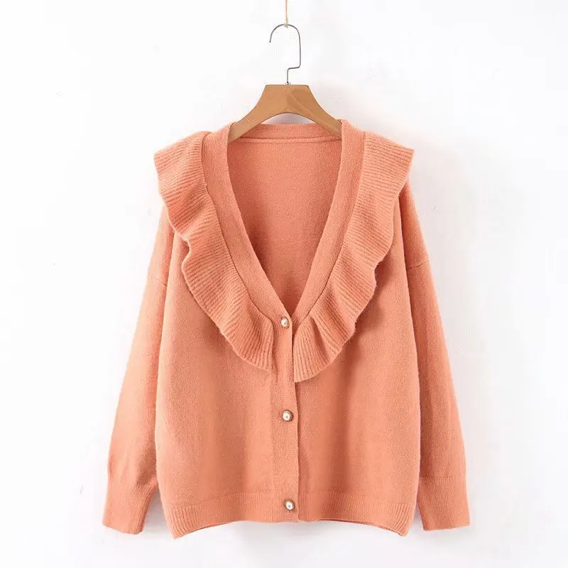Wednesday 8-60-9519 European and American fashion lotus leaf cardigan sweater
Wednesday 8-60-9519 European and American fashion lotus leaf cardigan sweater