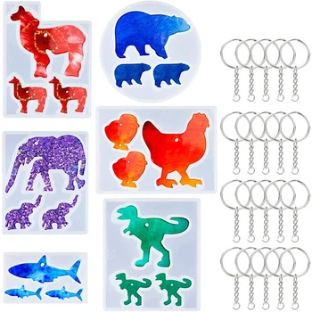 6PCS Mini Animal Resin Mold Silicone Keychains Epoxy Resin Casting Molds with 20Pcs Key Rings for DIY Necklace Pendant
6PCS Mini Animal Resin Mold Silicone Keychains Epoxy Resin Casting Molds with 20Pcs Key Rings for DIY Necklace Pendant