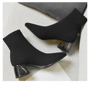 Sexy Fashion Black Boots Women Heel Spring Autumn Soft Platform Shoes knit upper Woman Party Ankle Boots High Heels squal heels
Sexy Fashion Black Boots Women Heel Spring Autumn Soft Platform Shoes knit upper Woman Party Ankle Boots High Heels squal heels