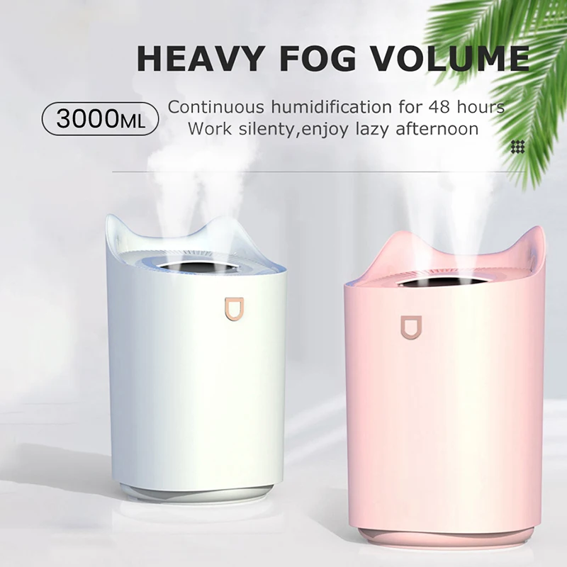 3000ML Double Nozzle Air Humidifier Home Office Mist Aroma Diffuser With Colorful LED light Heavy fog Ultrasonic USB Humidifier
3000ML Double Nozzle Air Humidifier Home Office Mist Aroma Diffuser With Colorful LED light Heavy fog Ultrasonic USB Humidifier