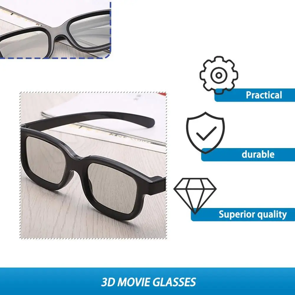 Universal Unisex ABS Frame 3D Movie Glasses Stereo Not Flash For 3D TV Cinemas