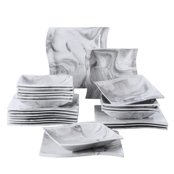 MALACASA FLORA 18-Piece Marble Grey Porcelain Dinner Set with 6*Dinner Plates,Dessert Plates,Soup Plates Set Service for 6people 
MALACASA FLORA 18-Piece Marble Grey Porcelain Dinner Set with 6*Dinner Plates,Dessert Plates,Soup Plates Set Service for 6people