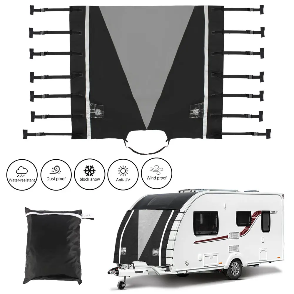 Caravan Front Towing Cover with LED Light Hitch Fasteners Universal Protector 4 Reflective Strips for Motorhome Waterproof Dust
Caravan Front Towing Cover with LED Light Hitch Fasteners Universal Protector 4 Reflective Strips for Motorhome Waterproof Dust
