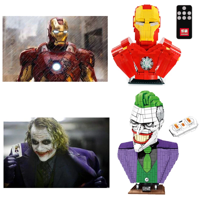 Movie Figures Series Technic RC Light Marvel Iron man Batman Joker Bust Building blocks Toys For Kid Super Heroes Figurine Gifts
Movie Figures Series Technic RC Light Marvel Iron man Batman Joker Bust Building blocks Toys For Kid Super Heroes Figurine Gifts