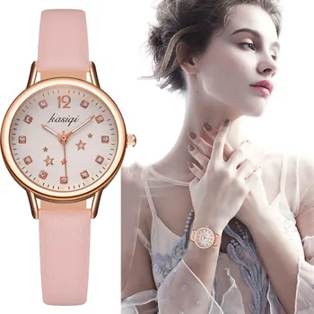 

Student Belt Watch Simple Small Fresh Cute Diamond Pentagram Decorative Fashion High-end Bracelet for Women's wristwatch