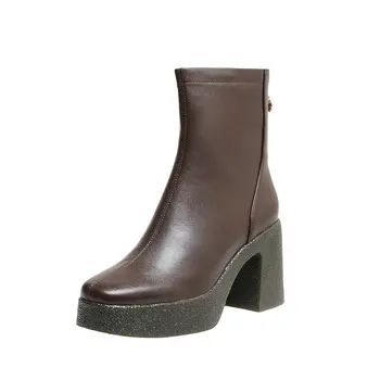 Genuine Leather thick High Heels Women Ankle Boots Autumn Winter Shoes Woman Platforms square Toe Sexy Night Club Boots
Genuine Leather thick High Heels Women Ankle Boots Autumn Winter Shoes Woman Platforms square Toe Sexy Night Club Boots