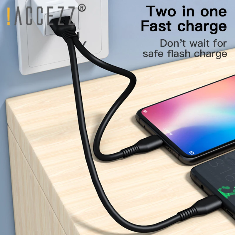 ! ACCEZZ 0 25 м 1 2 в USB кабель 3A Micro Type C для iPhone 11 Pro XR XS 7 Huawei Xiaomi Samsung быстрой зарядки |