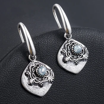 Huitan Antique Silver Color with Pale Blue Imitation Opal Women Earring Retro Party Ethnic Carved Pattern Drop Earrings Jewelry
Huitan Antique Silver Color with Pale Blue Imitation Opal Women Earring Retro Party Ethnic Carved Pattern Drop Earrings Jewelry