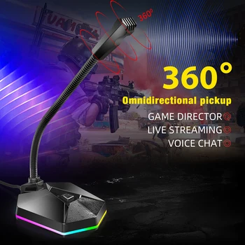 RGB Condenser USB Microphone TSP201 Flexible Small PC Computer Omnidirectional Mic Household Computer Accessories
RGB Condenser USB Microphone TSP201 Flexible Small PC Computer Omnidirectional Mic Household Computer Accessories