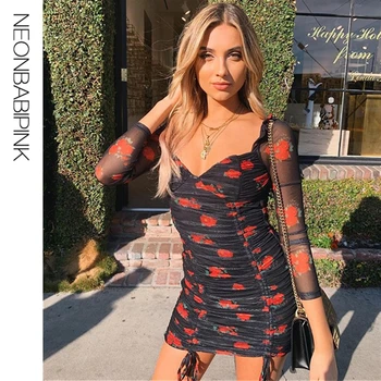 NEONBABIPINK Black and Red Rose Print Bodycon Mini Dress Ruched Sheer Mesh Vestido Floral Sexy Ladies Party Dress 2020 N70-AE42
NEONBABIPINK Black and Red Rose Print Bodycon Mini Dress Ruched Sheer Mesh Vestido Floral Sexy Ladies Party Dress 2020 N70-AE42