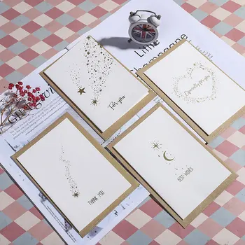 4pc bronzing stars moon folding greeting card retro style european thank you card with envelope wreath pattern white solid color
4pc bronzing stars moon folding greeting card retro style european thank you card with envelope wreath pattern white solid color