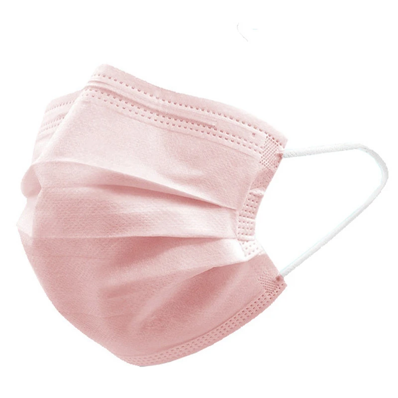 50Pcs Disposable Face Masks Mouth Mask 3 Layers Anti Dust Masks Protective Mask Pink
