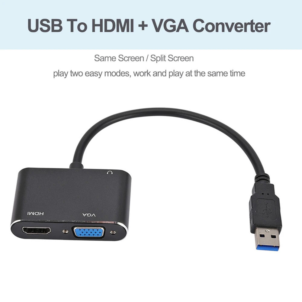 Преобразователь Аудио с USB на VGA HDMI-совместимый 1080P HD для компьютера ноутбука