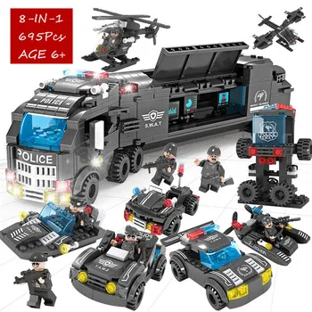 695Pcs Lepinblocks City Police SWAT Truck Building Blocks Sets WarShip Vehicle War Chariot Technic Bricks Toys for Kid 
695Pcs Lepinblocks City Police SWAT Truck Building Blocks Sets WarShip Vehicle War Chariot Technic Bricks Toys for Kid